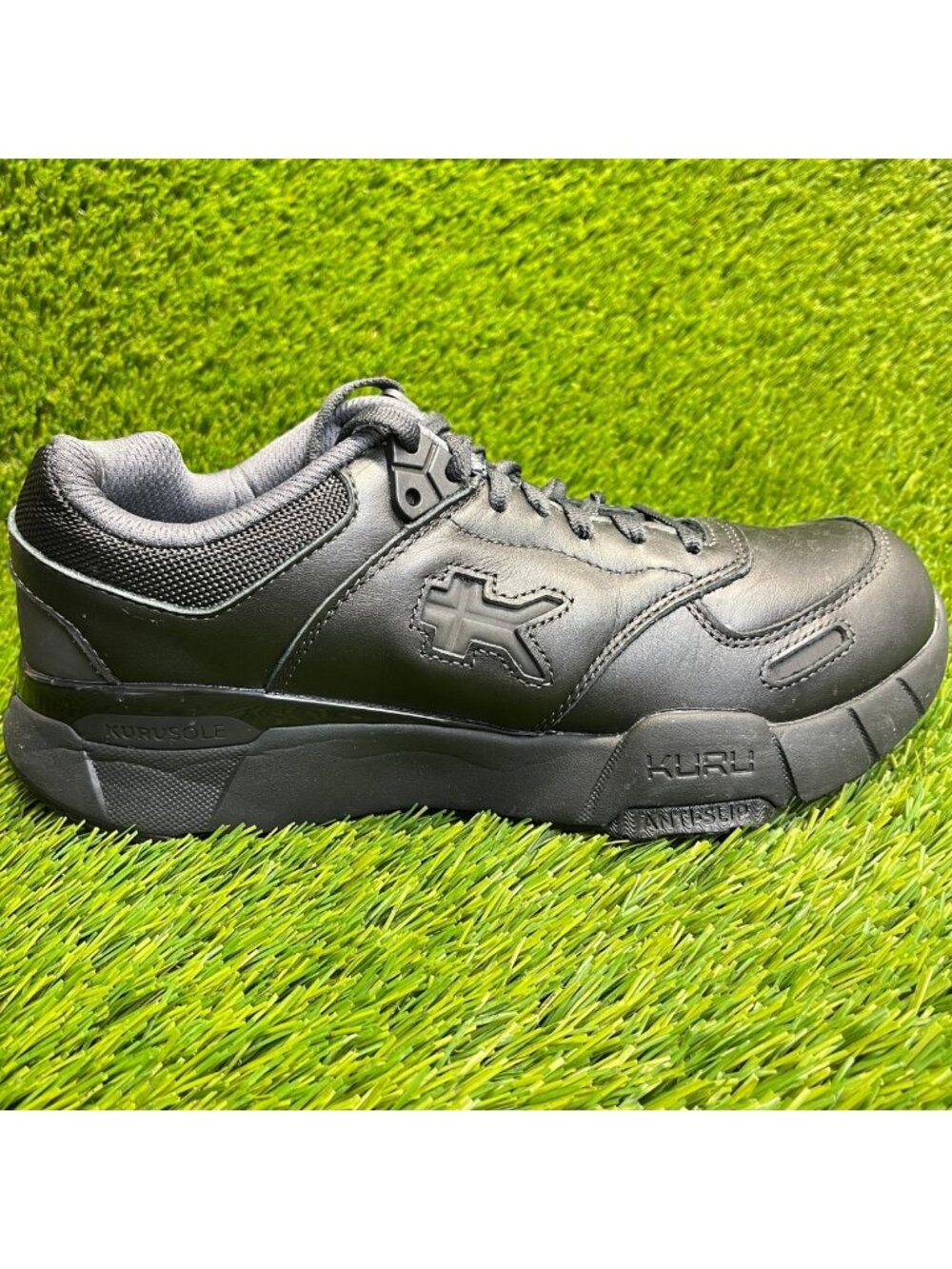 Kuru Kinetic 2 Mens Size 8 Jet‎ Black Athletic Leather Walking Shoes Sneakers